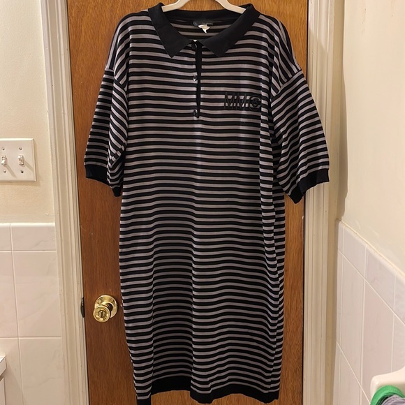 Oversized Collared Striped T-shirt Dress - Picture 1 of 3